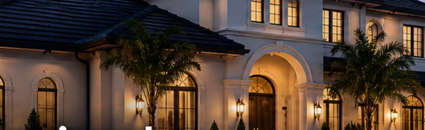 A cared-for home in Celebration, Florida, at dusk